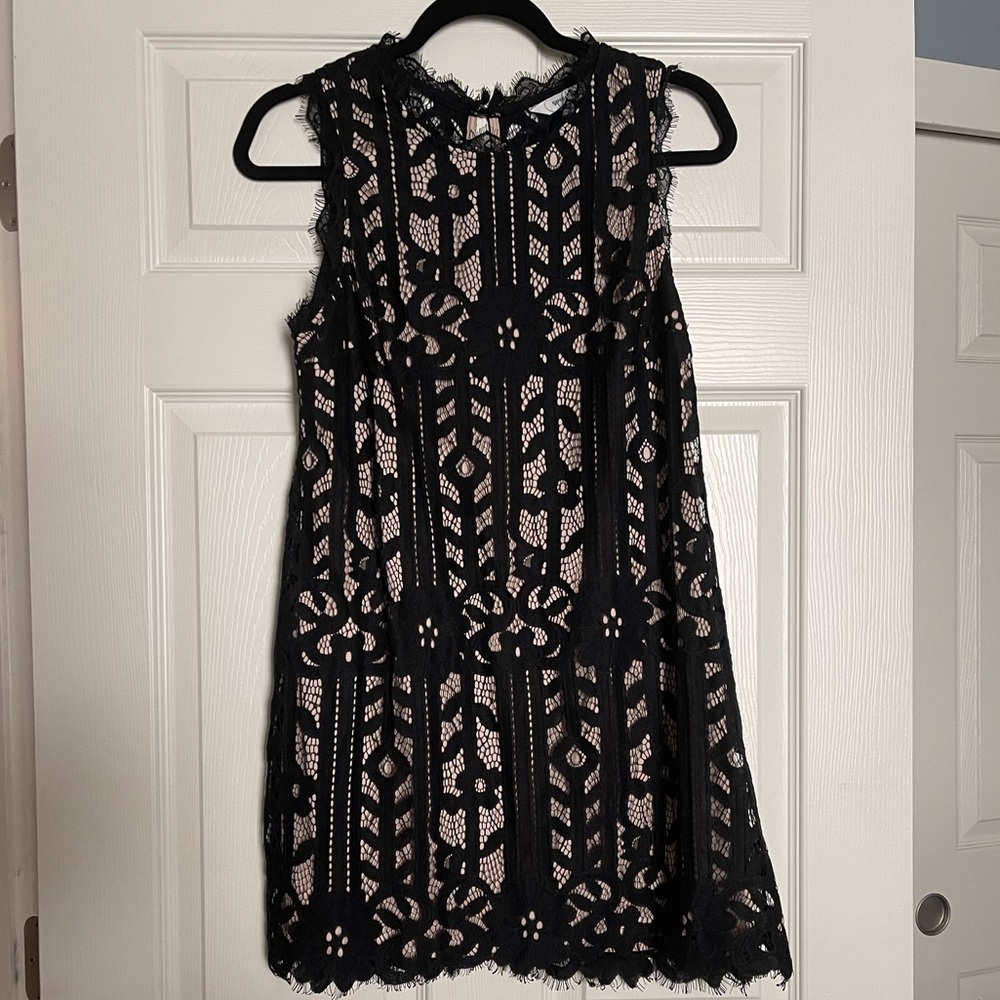 Black and nude shift lace dress